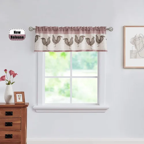 Vista 11 de SXZJTEX Farmhouse Rooster - Cortinas rústicas de estilo bohemio para cocina, paneles con dobladillo para cortinero, para sala de estar, cocina, baño