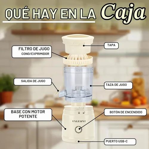 Vista 9 de Exprimidor eléctrico de cítricos, exprimidor naranja recargable del Juicer con USB-C