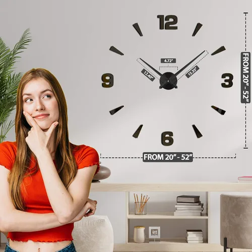 Vista 4 de Reloj de pared DIY, cronometrador analógico sin marco estilo 3D para el hogar, sala de estar, dormitorio, oficina, decoración moderna de la casa a