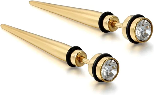 Vista 2 de Flongo 6 aretes de tuerca de acero inoxidable con punta de imitación de tornillo para hombre, aretes de punta de San Valentín para hombres