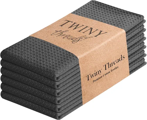 Vista 22 de TWINY threads Juego de toallas de cocina con diseño de diamante, 100% algodón, trapos grandes y trapos de lavado, absorbentes de secado rápido