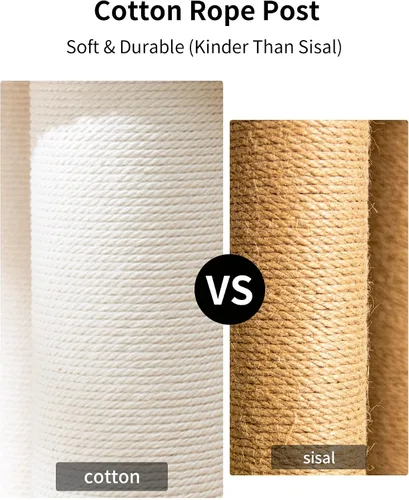 Vista 8 de Árbol de madera para gatos grandes, torre moderna para gatos con estantes anchos, postes rascadores de algodón, base súper resistente, perchas