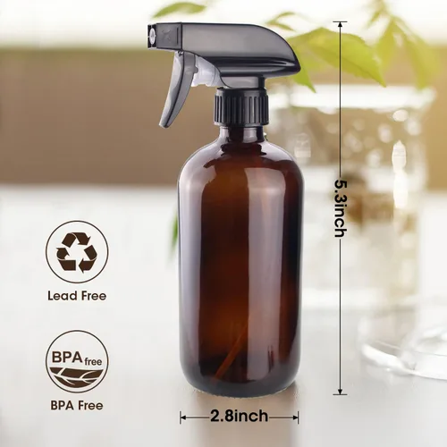 Vista 6 de Botellas de spray de vidrio ámbar Wedama, botellas de spray de vidrio de 16 oz para soluciones de limpieza y aceites esenciales, botella de spray