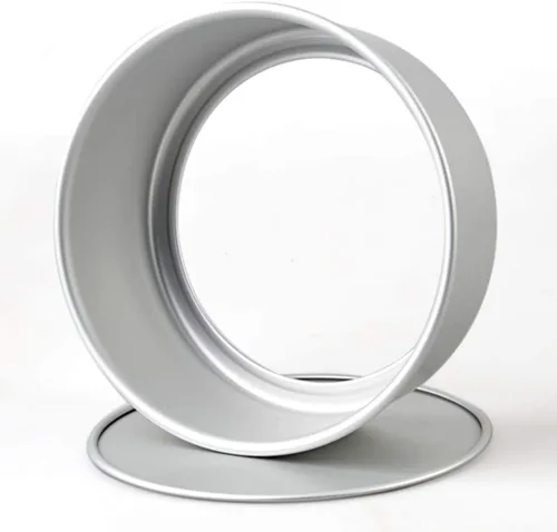 Vista 3 de Tosnail Paquete de 2 moldes redondos de aluminio para pasteles de 9 x 3 pulgadas con parte inferior extraíble