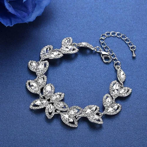 Vista 5 de mecresh Flower Teardrop Earring and Bracelets SilverGoldChampagne Bridal Jewelry Sets for Women