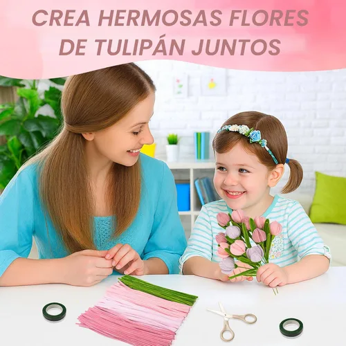 Vista 9 de brenzo Pipe Cleaners Craft Kit, 400-Piece Flower Making Set Rosa