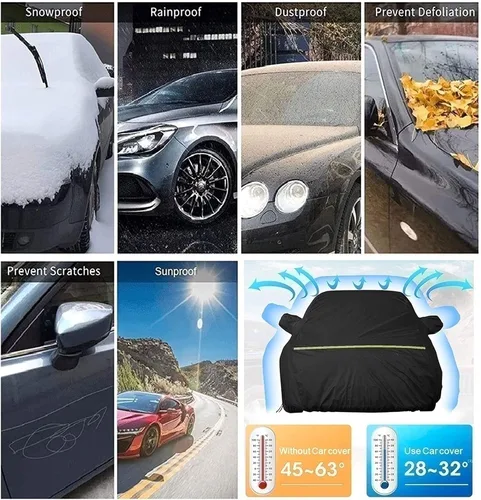 Vista 6 de Funda para coche compatible con Mazda Mazda2 Mazda3 Mazda5 Mazda6 para exteriores, 100% impermeable, resistente al viento, a prueba de polvo, Negro