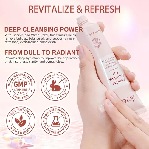 Vista 3 de Gel exfoliante purificador, gel exfoliante suave para cara, limpiador exfoliante facial, limpia los poros, revitaliza la textura, limpiador corporal