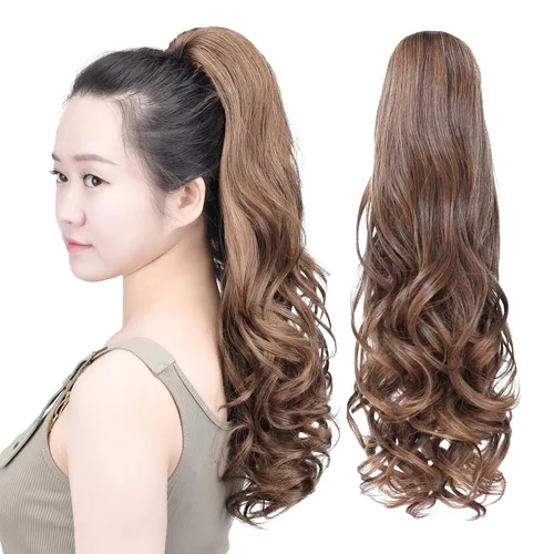 Vista 50 de SYXLCYGG Auburn Clip Cola de caballo Clip Cola de caballo Extensión de cola de caballo ondulado 10 pulgadas 3.5 oz pelo sintético falso pieza