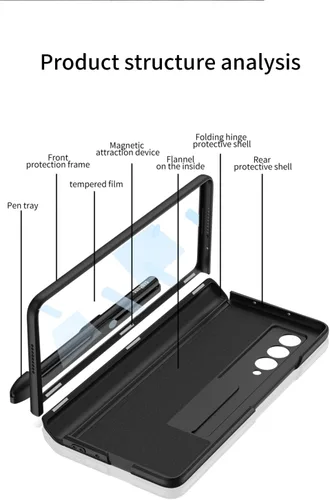 Vista 3 de Funda protectora de pantalla para Samsung Galaxy Z Fold 3 de 0.18 oz, protección completa de 360 grados, con protector de pantalla de vidrio Negro