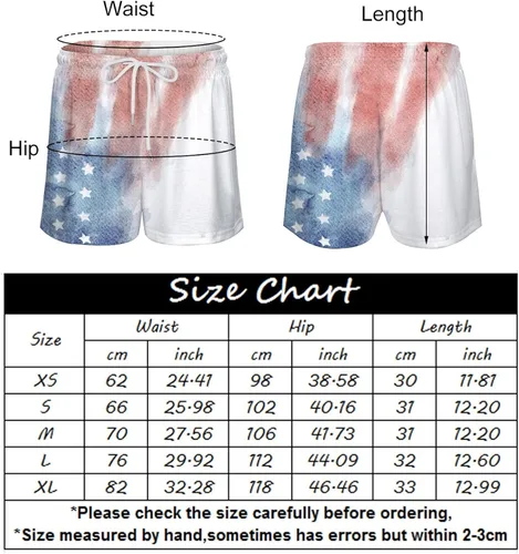 Vista 3 de Independence Day Casual Sports Cargo Pants Women Trendy USA Flag Color Block Compression Drawstring Summer Shorts White
