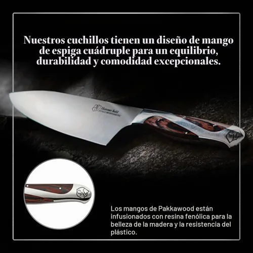 Vista 4 de Hammer Stahl Cuchillo de chef de 6 pulgadas, acero forjado alemán de alto carbono, cuchillo de cocina profesional, mango ergonómico de madera