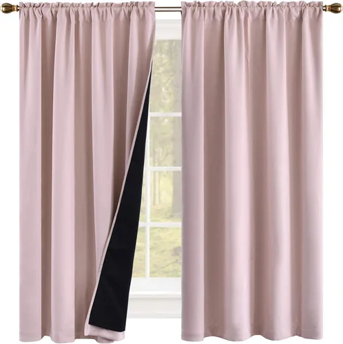 Vista 39 de KEQIAOSUOCAI Aqua - 100 cortinas opacas con forro negro para dormitorio, paneles de cortina totalmente opacas para sala de estar, cortinas aislantes