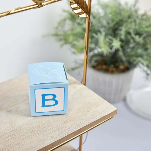 Vista 9 de Efavormart - Paquete de 25 cajas de regalo azules de 2 x 2 pulgadas para baby shower, con diseño recortado, cajas de regalo de cartulina prémium