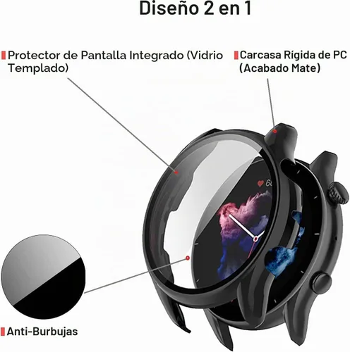 Vista 3 de E ECSEM [Paquete de 2] Funda compatible con Amazfit GTR 3 y GTR 3 Pro, funda con protector de pantalla [vidrio templado] Funda protectora