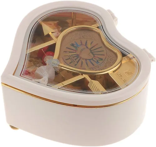 Vista 2 de FRECI Caja de música de bailarina en forma de corazón Caja de joyería con hermoso regalo de Navidad de bailarinaVanlentise - Blanco