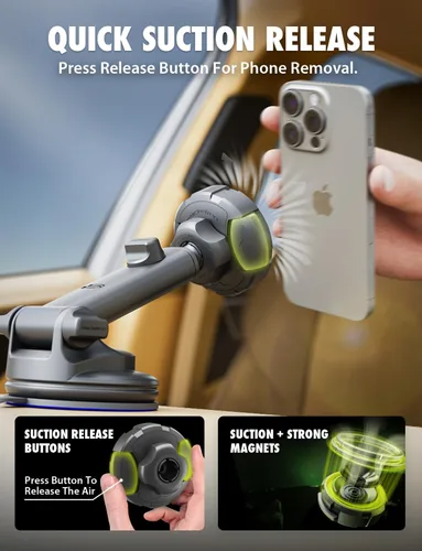 Vista 6 de Bracketron MagAlign Max MagSafe - Soporte para parabrisas de tablero de automóvil Strong MagSafe magnetic phone holder with vacuum suction base