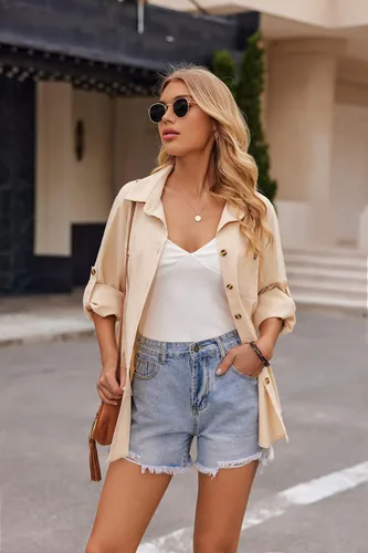 Vista 4 de Zeagoo Conjunto de 2 piezas de lino para mujer, camisa con botones y pantalones largos con cordón, conjuntos de verano