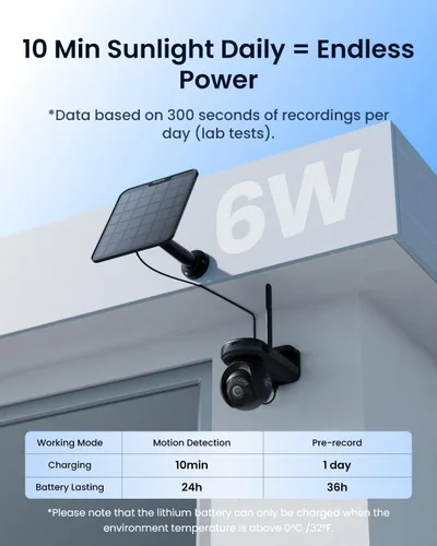 Vista 3 de REOLINK Cámara solar 4K al aire libre inalámbrica ColorX visión nocturna Negro