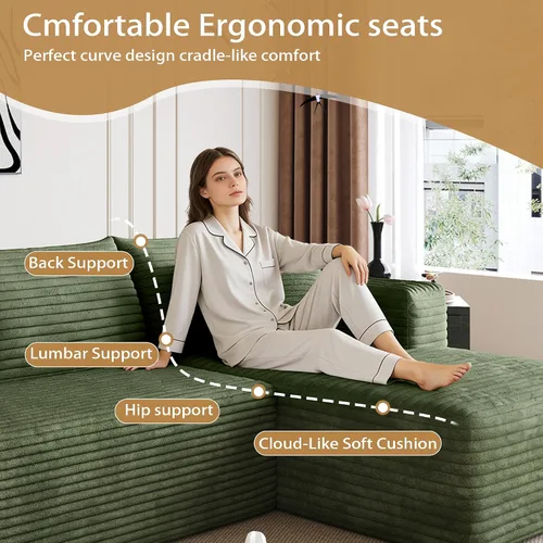 Vista 6 de AUGOP Sofá modular moderno de 96 pulgadas para sala de estar, sofá modular con sofás en forma de L, sofá tapizado sin hueso, asiento profundo, sofá