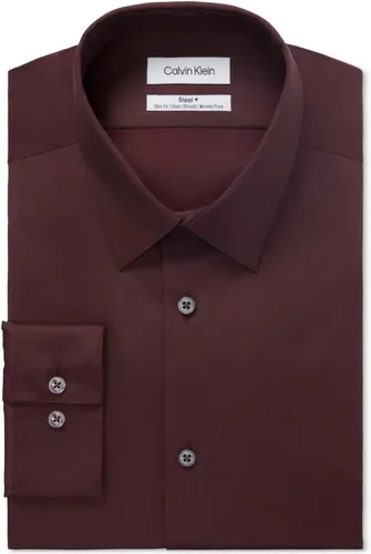 Vista 5 de Calvin Klein Camisa de vestir para hombre Slim Fit Herringbone Stretch gris topo