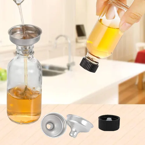 Vista 4 de 20 piezas de botellas de vidrio de 2 oz con tapas, tarros de vidrio pequeños, contenedor de shots de bienestar, botellas de muestra de líquido de 60