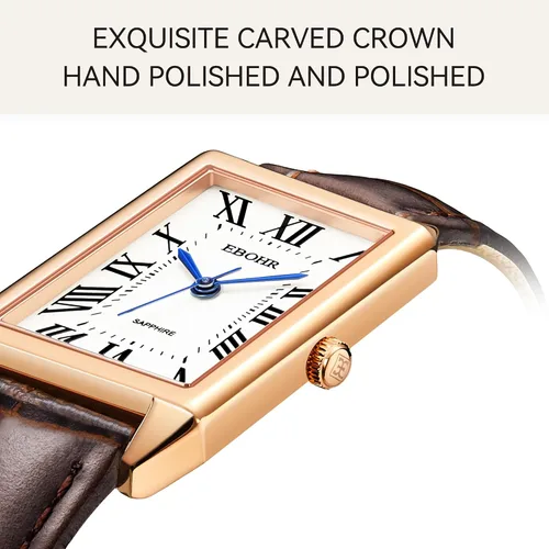Vista 7 de Reloj clásico de cuarzo para mujer, elegante y resistente, con correa de piel de vacuno, perfecto para cualquier ocasión