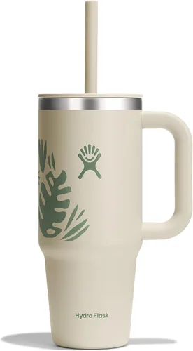 Vista 84 de Hydro Flask Vaso de Viaje con Asa, Tapa y Pajita - Acero Inoxidable Aislado en 24 Oz Aloe