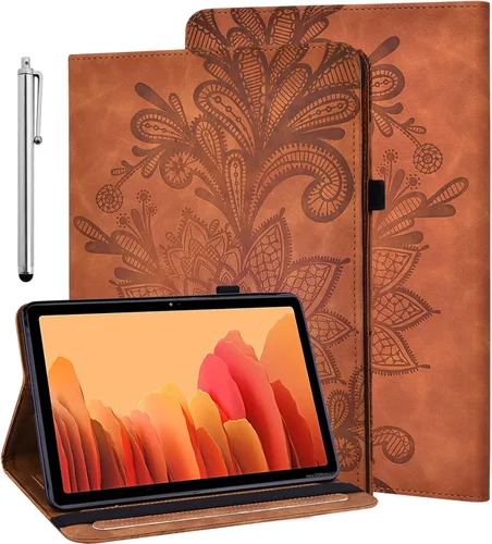 Vista 13 de Amazon Kindle Fire HD 8 8ª/7ª/6ª generación 2016/2017/2018, diseño de flores de encaje en relieve de piel sintética, a prueba de golpes, con soporte