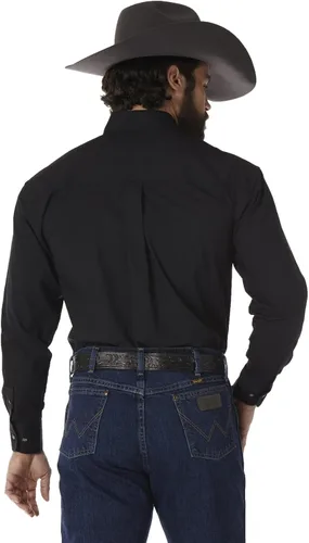 Vista 2 de Wrangler George Strait - Camisa tejida de manga larga con botón de bolsillo para hombre