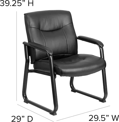 Vista 11 de Flash Furniture HERCULES Series Big & Tall - Silla de recepción lateral ejecutiva LeatherSoft negra de 500 libras con base de trineo