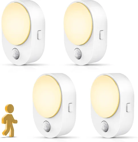 Vista 8 de L LOHAS LED Luz nocturna con sensor de movimiento, paquete de 2 luces nocturnas enchufables a la pared, sensor de movimiento y sensor de atardecer a
