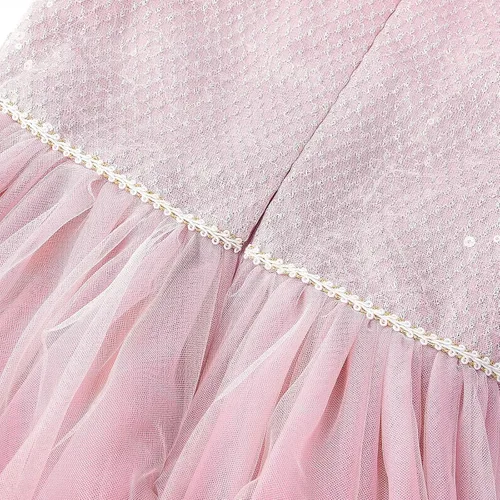 Vista 6 de JerrisApparel Vestido de princesa para niñas, disfraz de princesa de manga abombada con accesorios