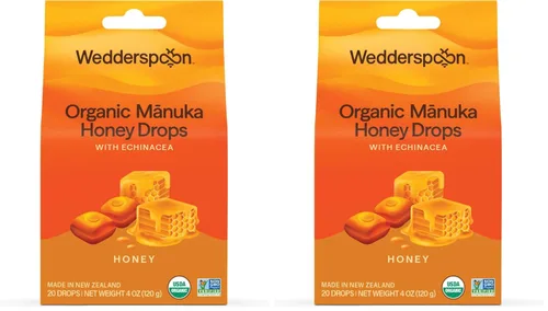 Vista 11 de Wedderspoon Gotas de miel de manuka orgánica, cereza, propóleo de abeja y equinácea, 20 unidades, USDA orgánico, miel genuina de Nueva Zelanda