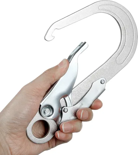 Vista 5 de Housoutil Rebar Snap Hook, High Strength Alloy Steel Large Drop Forged Double Lock Rebar Snap Hook, Multifunctional Safety Fall Protection Lanyard