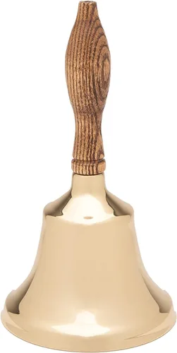 Vista 8 de Campana de mano de latón macizo 2HB Mango de madera dura de Nueva Inglaterra Elegante campana de llamada manual Fabricantes de ruido