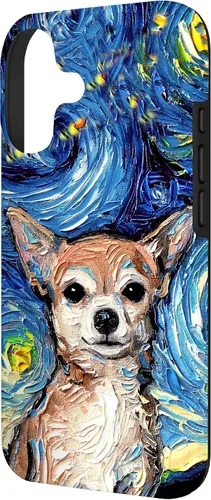 Vista 2 de Aja - Funda para iPhone 17, diseño de perro de noche estrellada, color marrón