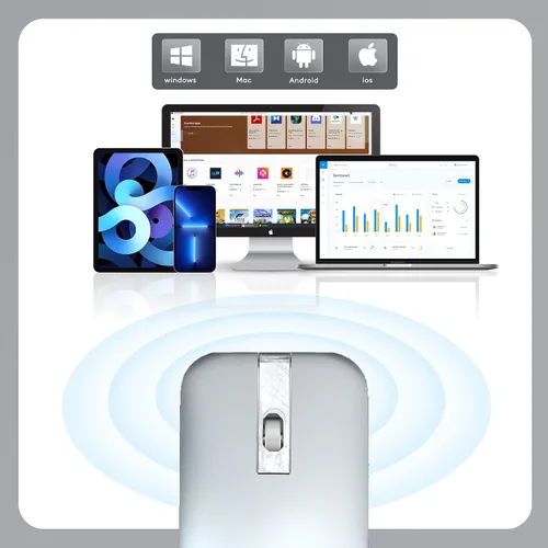 Vista 3 de Ratón de arco inalámbrico Bluetooth, modelo dual (2.4 G + BT5.1), mouse plegable giratorio para Microsoft, ratones portátiles recargables