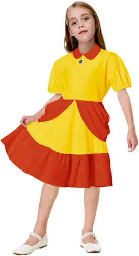 Vista 4 de Remimi Girls Princess Peach Costume Super Brother Halloween Daisy Cosplay Dress 5-14 Years
