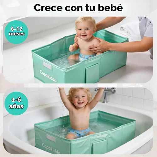 Vista 5 de Bañera plegable para bebé, ahorro de espacio y fácil de limpiar