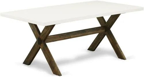 Vista 24 de East West Furniture VT026 Mesa de comedor estilo V – una mesa de cocina rectangular con patas elegantes, 36 x 60 pulgadas, multicolor