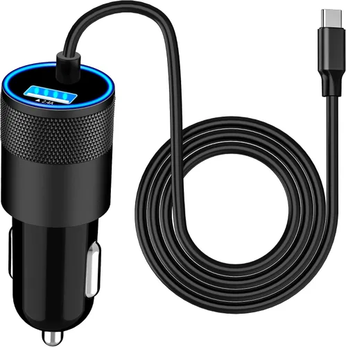 Vista 16 de Cargador de coche para iPhone con certificación MFi de Apple de carga rápida + cable Lightning de 6 pies Caiinei 4.8A Car Phone Charger Dual USB