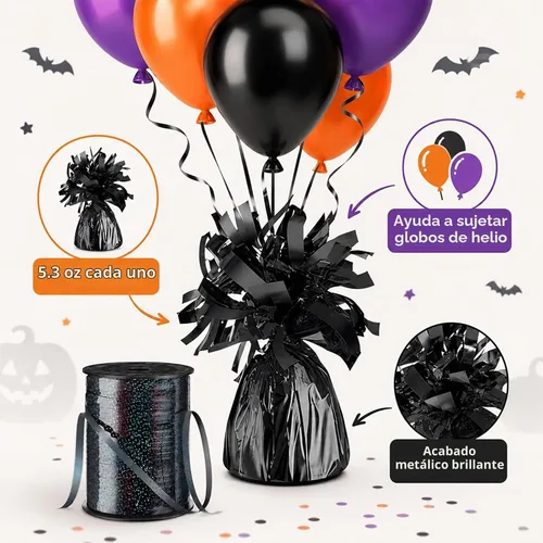 Vista 3 de Yunsailing 24 pesas de globo negro con cinta de 500 yardas, decoración