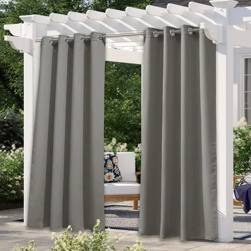 Vista 200 de NICETOWN Cortina para Exteriores para Patio Impermeable de 84 Pulgadas de Ancho, Aislamiento Térmico con Ojales Antioxidantes Bloqueo UV Cortina