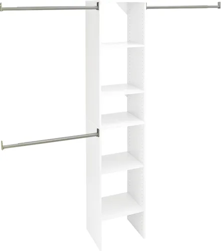 Vista 16 de ClosetMaid SuiteSymphony Juego de organizador de armario de madera con torre, 3 varillas para colgar, estantes superiores, 2 cajones, ajustable