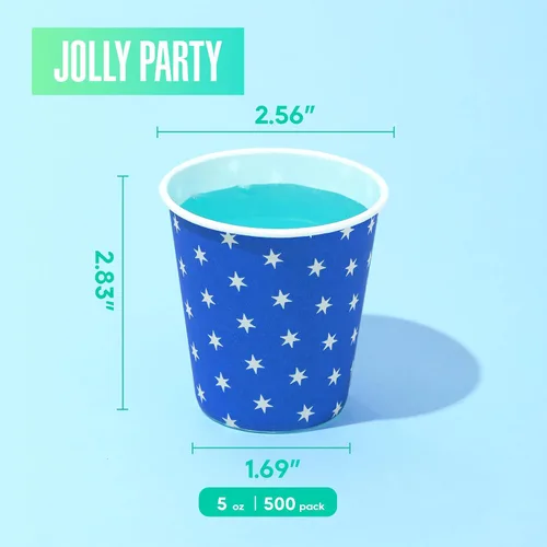 Vista 2 de Paquete de 500 vasos de papel de 5 onzas, vasos desechables de papel multicolor, vasos pequeños para enjuague bucal, vasos para bebidas frías