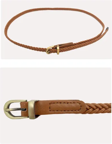 Vista 5 de Cinturón delgado de piel sintética para mujer, diseño de punto a la moda, cinturón de cintura para niñas