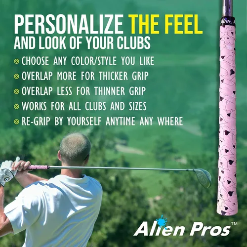 Vista 6 de ALIEN PROS Paquete de 6 cintas de envoltura de agarre de golf Blue Clouds & Lovely Hearts Mix - ReGrip en 1 minuto