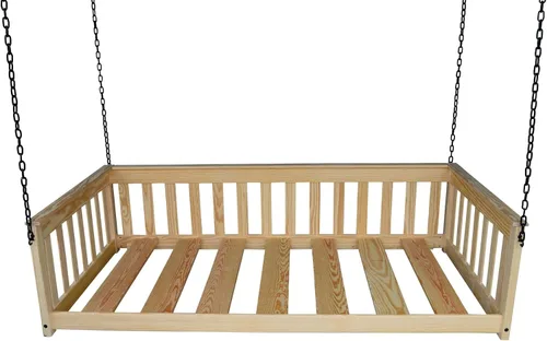 Vista 12 de Amish-Made - Cama de columpio de madera negra con cadenas Negro (Black Paint)