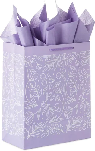 Vista 4 de Hallmark Bolsa de regalo grande de 13 pulgadas para el Día de la Madre con papel de seda y tarjeta (Love You Mom, lavanda, flores modernas)